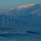 風力発電　夕方