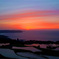 棚田と夕陽
