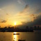 屋形船と夕日