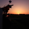 夕日とバイク