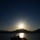 湖畔の夕陽