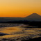 辻堂海岸と夕焼け富士-01