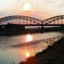 渡良瀬川に映る夕日
