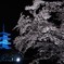 桜と備中国分寺ブルーライトアップ