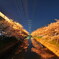 夜桜と鉄塔