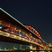 Red bridge in the dark