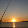 夕日と釣り竿
