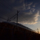 夕日を背に