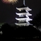 ライトアップした五重塔と花火