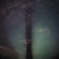 星空に日御碕灯台の影。