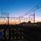 秋の夕暮れ、小岩駅のホームから