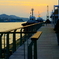 夕暮の港