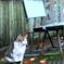 猫と落葉のアート