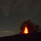 噴火した阿蘇山と北斗七星