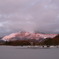 夕日に照らされて