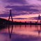 堰と橋と夕暮れと