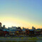 夕方。