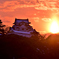 彦根城の冬夕日