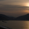 淡い色の夕日