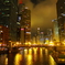 シカゴの夜景 (Wabash Avenue Bridge)