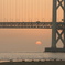 明石海峡大橋　日没