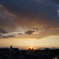 市街地の夕日