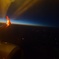 飛行機での朝