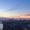 工場と夕日