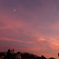 花火の前に綺麗な夕日