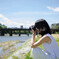 夏　空　鴨川　カメラ女子　