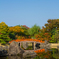 紅葉の太鼓橋と水鏡