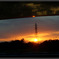 車窓からの夕陽