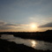 川と夕陽