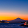 夕暮れの富士山