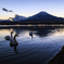 Swan lake under Mt. Fuji