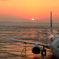 朝陽に染まる新千歳空港