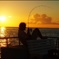 石垣島の夕日の中で