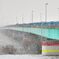 吹雪く河口大橋