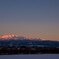 雪山に夕日