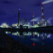 Reflection of factory nightview