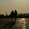 夕日の中