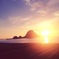 白山島と夕陽 なかよくツーショット。