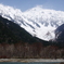 朝の梓川と穂高連峰
