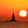 立神岩と夕日