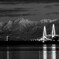 残照の立山連峰BW