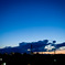 夕焼け、月、金星