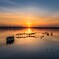 無風の涸沼の夕景