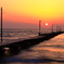原岡海岸　桟橋と夕焼と富士