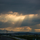Light falling down the road