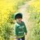 菜の花と幼児
